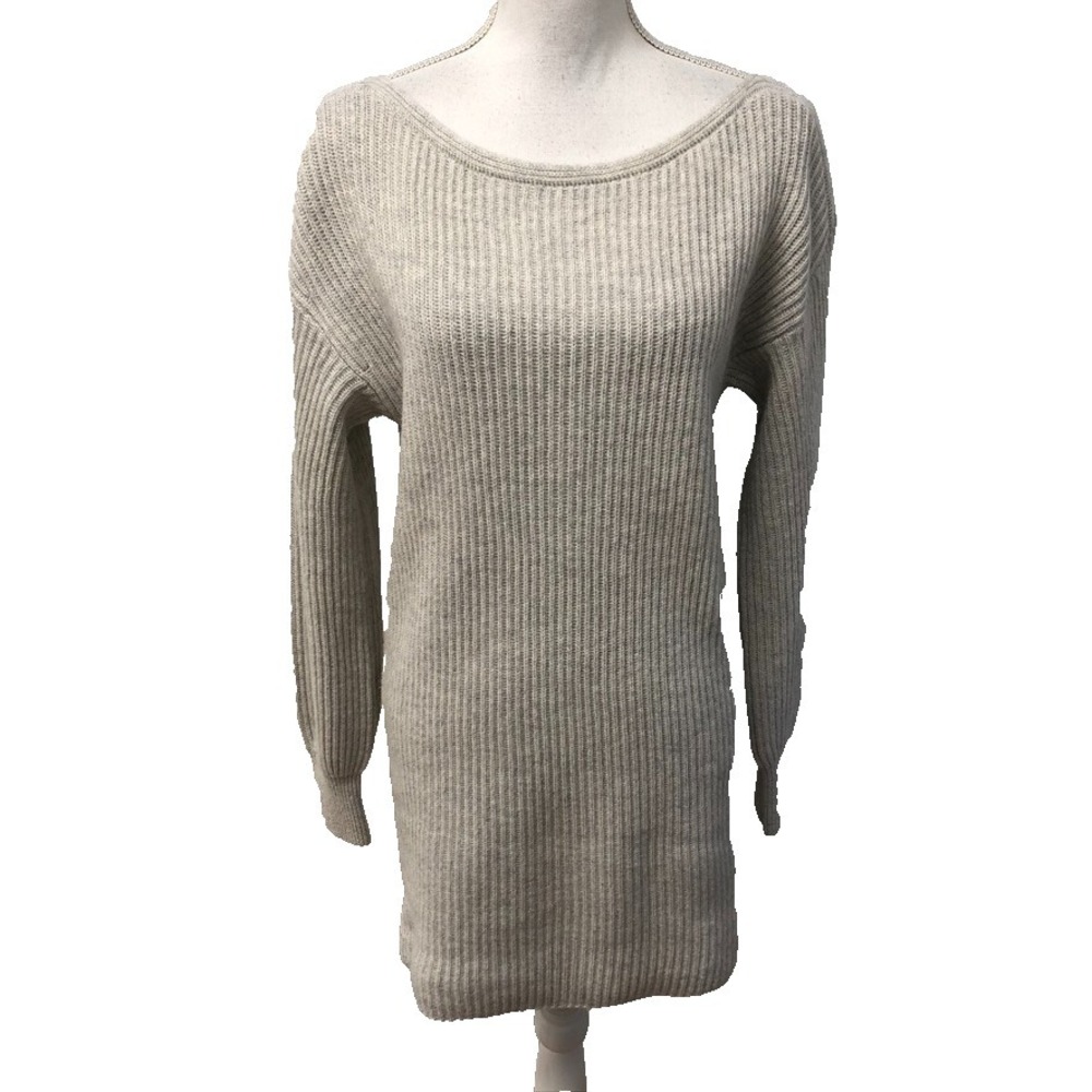 Intermix  Sweater Dress Womens Small Cashmere Wool‎ BlendGray Ribbed Long Sleeve